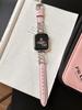 Pulseira de Metal com Couro e Cravejada de Diamantes S É Adequada para Apple Watch Gerações S10 S11, Huawei Fit4 Gt6 e Pulseiras Xiaomi 10