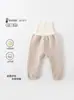 Calça de Algodão Acolchoada de Cintura Alta para Proteção da Barriga de Bebê para Outono e Inverno, Calça de Algodão Quente de Três Camadas para Recém-Nascidos Meninos e Meninas