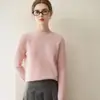 Suéter 100% Caxemira Outono Inverno Novo Estilo Feminino Gola Redonda Pulôver Solto Cor Sólida Camada Base Tricô Suéter Quente