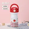 2026 Nueva Taza Térmica Portátil de Dibujos Animados para Niños Acero Inoxidable 316 Tapa de Botón Tapa Tapa Portátil para Estudiantes Botella de Agua con Popote