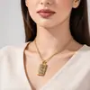 Colar com Pingente Retangular Personalizado Criativo Acessórios Exclusivos Transfronteiriços Colar de Aço Titânio de Alta Qualidade Europeu e Americano Combinável para Homens e Mulheres