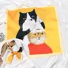 Bufanda pequeña multifuncional de Corea del Sur, pañuelo cuadrado pequeño con pintura al óleo original, bufanda pequeña versátil decorativa para primavera y otoño, diadema para el cabello que reduce la edad, pañuelo para la cabeza