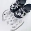 Charms para sapato Croc DIY corrente de pulseira de flor de pérola tridimensional flor de sapato estilo balé removível acessório de sapato decoração