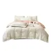 Juego de Cama de Cuatro Piezas de Terciopelo Tallado de Gama Alta Lujo Ligero Sentido de Gama Alta Ropa de Cama de Terciopelo de Leche Superficie de Coral Grueso Sábana Funda de Edredón