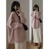 Suéter de inverno com pelo de guaxinim, comprimento médio, modelagem solta, grosso, tricô pulôver, pode ser usado como camada externa, para mulheres
