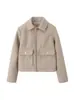 Amazon Transfronterizo Otoño 2024 Nuevo Joker Lana Suave Solapa Bolsillo Cremallera Abrigo Chaqueta para Mujer