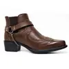 Botas Cortas para Hombre Nuevas 2021 Moda Elegantes Hebilla de Cinturón Tacón Grueso Punta Fina 38-48 Botas de Hombre
