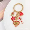 Série Dia dos Namorados Transfronteiriça Liga de Metal com Gotejamento Coração de Amor Rosa Chaveiro Pequena Bolsa de Fragrância Pingente Pequeno Pingente