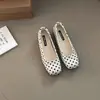 Zapatos de Mujer Retro Cuadrados de Lunares para Uso Diario 2026 Nuevo Estilo Primavera/Verano Correa Única con Hebilla Tacón Grueso Bailarinas Nicho Francés