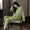 Pijama al por mayor transfronterizo nuevo cárdigan para mujer primavera y otoño manga larga lindo para niñas ins ropa para el hogar generación cabello