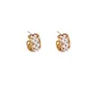 Aretes de Tachuela Brillantes Completamente Diamantados con Galvanizado de Oro Real 2026 Nuevo Estilo Caliente Aretes Retro de Alta Gama para Mujeres con Rostros Cuadrados y Redondos