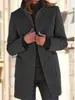 2023 Otoño e Invierno Transfronterizo Retro Europeo y Americano Botón Cuello Alto Chaqueta de Lana Ropa para Mujer