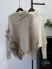 Estilo Coreano Estilo Perezoso Asimétrico Cuello Alto Mangas de Murciélago Empalme de Piel Tejido Superior Jersey Elegante Tendencia Femenina