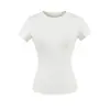 Ropa de Mujer al por Mayor Transfronteriza Estilo Europeo y Americano Tops de Manga Corta de Color Sólido Nuevo Verano 2025 Camiseta Versátil de Cuello Redondo para Mujer de Corte Ajustado