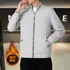 Chaqueta de Hombre 2026 Otoño con Cuello Alto y Forro Polar, Abrigo Cortavientos para Primavera y Otoño, Casual de Negocios, Tallas Grandes, Versátil, Cierre de Cremallera