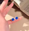 Colgante de Collar Octagonal Rosa Corte Milenio Azul Klein con Acuamarina Aretes de Stud de Diamante de Alto Carbono y Anillo de Estrella de Ocho Puntas para Mujer