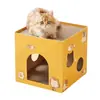 Venta al por mayor de fábrica nido cuadrado para gatos núcleo de repuesto de papel corrugado incorporado afilador de garras rascador para gatos plegable Casa para Gatos
