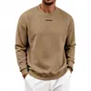 Moletom Masculino Casual Oversize Cor Sólida Gola Redonda com Logo de Silicone, Veludo Adicionado, Pesado, Solto, Europeu e Americano, Outono e Inverno