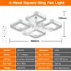 Lámpara de ventilador de cristal cuadrada, silenciosa, viento fuerte para comedor hogar