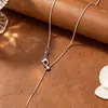 Corrente clavícula universal de aço titânio 45cm, corrente ajustável, colar de aço inoxidável, joias DIY de silicone, acessórios de pingente de contas