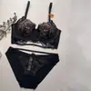 Lencería sexy de encaje estilo francés con tirantes, bordado calado, sujetador push-up, soporte lateral para el pecho, conjunto de sujetador con elevación ajustable