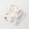 Novedades Otoño 2026 Conjunto de Ropa Interior Larga de Otoño para Niños y Niñas, Pantalones sin Costuras con Estampado de Dibujos Animados y Entrepierna Desmontable