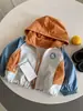 Casaco Infantil 2026 Outono Jaqueta Infantil Casaco Trench Coat Menino Cardigan Color Block Menina Top Versátil Estiloso