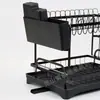 Prateleira de Louça Multicamadas Prateleira de Armazenamento de Cozinha Tigelas Hashis Pratos Talheres Tábua de Corte Armário de Louça Multifuncional Cesta de Escorrer