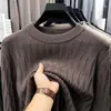 Suéter de Tricô Masculino, Gola Redonda, Padrão Jacquard, Nova Camisa Básica de Manga Longa, Simples, Clássico, Casual, Suéter Masculino Versátil