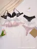 Conjunto de lingerie feminino respirável com estampa de bolinhas em malha plus size transfronteiriço com calcinha de cintura baixa franzida e sutiã sexy