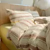 Estilo Ins, 100% algodão, tingimento em fio, algodão lavado, conjunto de cama de três peças, adequado para dormitórios estudantis, tamanho de cama de solteiro, macio e confortável