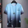 Masculino Seda de Gelo Gradiente 2026 Novo High-End Tendência Verão Roupa Sensação de Gelo Manga Meia Manga Top de Marca Tendência Camiseta de Manga Curta