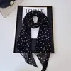 Lenço de seda marrom com estampa de bolinhas, acessório versátil de alta qualidade para mulheres, novo modelo outono 2026, scrunchie longo para cabelo