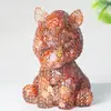 Enfeites Decorativos de Resina para Escritório e Sala de Estar, Postura Sentada Transfronteiriça Decoração de Mesa com Pedras de Cristal Naturais, Figura de Cavalo Decoração para Casa