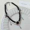 Collar Punk Hip-Hop con Perlas de Diamante Negro y Borla de Gota de Agua Diseño de Nicho Collar Apilado Cadena para Clavícula de Instagram