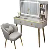 Penteadeira estilo italiano para quarto, moderna e simples, novo modelo 2026, pequena mesa de maquiagem de luxo discreto, escrivaninha para quarto principal com espelho integrado