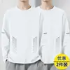 Camiseta masculina de manga comprida, oversized e de corte solto, perfeita como camada base para o outono, com estampas da moda e cores lisas, versátil e estilosa