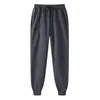 Pantalones Largos Casuales para Hombre de Comercio Exterior Amazon Wish Transfronterizo, Forrados de Polar, Engrosados, Pantalones de Chándal de Color Sólido, Pantalones Deportivos, Forrados de Polar para Calidez