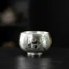 Xícara de Chá de Prata Dourada Xícara Mestra Conjunto de Chá Kung Fu de Alta Qualidade Xícara Única de Cerâmica Caixa de Presente para Idosos, Clientes e Líderes