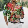 Camisa Masculina Europeia e Americana Transfronteiriça Nova Primavera e Outono Estilo Palácio Impressão Digital 3D Tendência Manga Longa