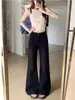 Jeans acampanados de cintura alta para mujer, talla grande, pantalones de pierna ancha, corte holgado, adelgazantes, adecuados para personas altas, pantalones de campana no ajustados