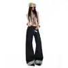 Jeans jovem laranja # Cor original, boca larga flare para mulheres, corte solto, emagrecimento, valoriza a silhueta, estiloso, moderno, versátil, calça comprida