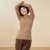 25 Otoño e Invierno Primera Línea Cuello Alto Medio Suéter de Cachemira para Mujer Suave Ceroso Sin Costuras Suéter de Cachemira Color Puro Camiseta de Punto para Base