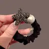 Elegante Scrunchie Negro Plisado con Aleación de Alta Elasticidad para el Cabello, Sencillo Sujetador de Cola de Caballo, Banda para Moño