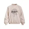 Moletom com Capuz Gola Redonda Estampa de Flor de Frigideira Lavada Letra Criativa Retrato Estilo Rua Americano Pulôver Solto Roupa Esportiva Outono