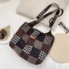 511244 Bolso Nuevo de Gran Capacidad Bolso Tote de Cuadros de Lana para Viajes Bolso Chaleco para Mujer Bolso de Hombro para Salidas