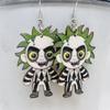 Aretes de madera de Halloween transfronterizos Personajes de películas de terror europeas y americanas Aretes exagerados para las fiestas Joyería de Amazon