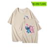 Camiseta Dizai de manga corta con cuello redondo y puntada periférica de animación, de algodón puro, para parejas, para bebé estrella, ropa de verano a juego.