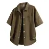Camisa masculina jacquard estilo Hong Kong, versátil, manga curta, top soltinho moderno, gola de lapela estilo ins, versão coreana, camisa casual e sofisticada