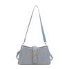 Bolsa de ombro único feminina, bolsa francesa da moda, nova, 2025, cor sólida, retrô, popular, para deslocamento, com fivela de cinto, transversal